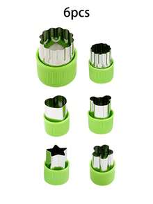 6pcs/8pcs/10pcs Stainless Steel Fruit And Vegetable Embossing Molds, Fruit And Vegetable Cutting Seal Sets, Noodle Embossing Tools, Heart-Shaped, Star Shaped, Flower Shaped, Rabbit Shaped, Bear Shaped, Strawberry Shaped, Mushroom Shaped, Small Fish Shaped, Duck Shaped Cutting Molds, Mini Cutters, Seal Molds, Suitable For Making Fruit Platters, Lunch Boxes - Green - View 13