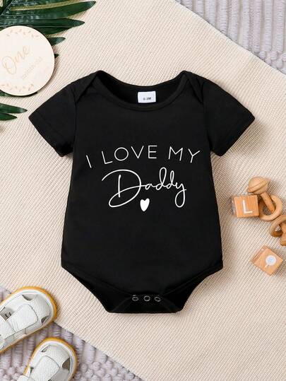 Baby Letter Print Baby Casual One-Piece Short Sleeve Cute Crawler