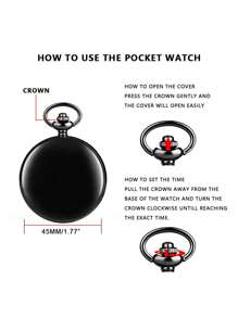 蒸汽朋克纯色怀表，黑色石英项链怀表链，适合男女，生日、婚礼和周年纪念礼物