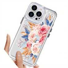 Funda transparente con diseño de camelias y espacio para teléfono móvil. Funda protectora suave para phone 15, 14, 13, 12, 11, X, XS, XR, Pro y Plus. - Blanco - Ver 5