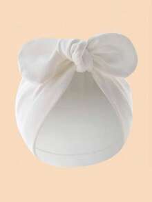 3 pezzi Cappellino per bambini con orecchie da coniglio e fiocco, copricapo morbido per neonati/bambini, cappellino doccia multicolore per neonati e bambini - Multicolore - Visualizzare 4