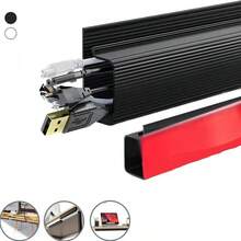 1 个 40 厘米/15.75 英寸桌下电缆管理盒，电脑桌电缆整理器，J 型插槽电缆导管，电线盖隐藏器，自粘式电线整理器电缆收纳盒，无需钻孔桌面收纳