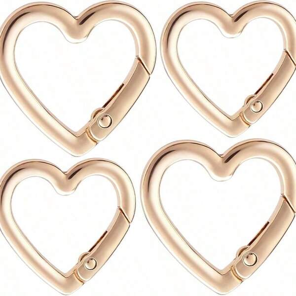 2pcs Heart Shaped Keychain Clip, Zinc Alloy Heavy Duty Heart Carabiner, Spring Snap Clasp Hook For Camping Hiking Fishing Traveling