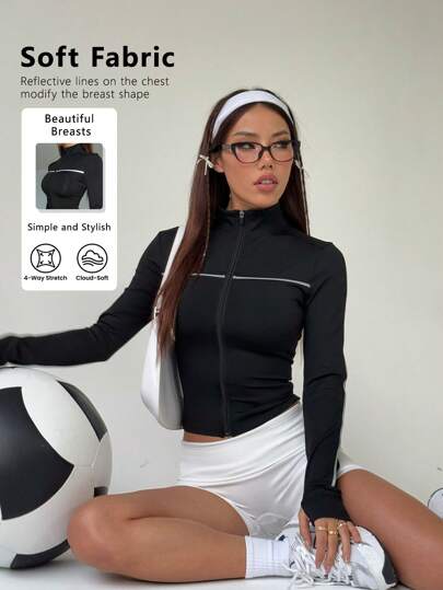 FWH Night-Glam,Figure-Hugging Silhouette,Retro-Futurism Style,Street-To-Studio,#NightGlam #RetroActivewear #DateNightReady,Sexy Reflective Workout Jacket,Night Running Coat", "Retro Yoga To Streetwear,Figure-Flattering Active Outerwear,Sexy Retro-Inspired Running Coat With Stand Collar,Women's Stylish Reflective Yoga Jacket