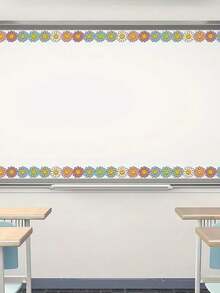 39.3 قدم إطار حدود لوحة نشرة بوهيمية بزهور عباد الشمس، تريم ملون بابتسامة زهور عباد الشمس للعودة إلى المدرسة، لديكور السبورة في الفصل والمكتب