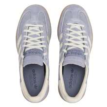 Adidas Originals 女款休閒鞋 HANDBALL SPEZIAL W 輕便板鞋日常輕鬆舒適運動鞋JR0849 - 銀灰紫羅蘭/乳白色/樹脂黃 - 查看 4