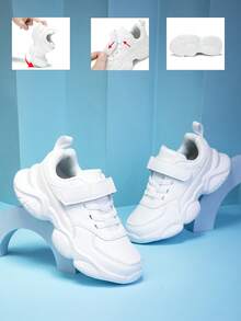 Boys' Shoes Children's Casual Shoes 2025 Autumn Leather Buckle Sneakers Girls' Comfortable Running Shoes Breathable Sports Shoes - 白色 - 查看 3
