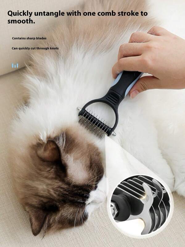Pet Detangling Brush, Dual-Sided Comb For Cats & Dogs, Flea Comb, Deshedding Tool For Long & Short Hair, Pet Grooming Cleaning Tool, Anti-Static Anti-Pull Deshedding Brush, Professional Pet Salon Use