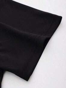 Camiseta de manga corta y cuello redondo de verano con estampado simple para hombres Manfinity Dauomo, camisetas estampadas con características de cultura callejera - Negro - Ver 5