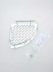 1 Stück Edelstahl Eckduschablage - Einfach zu installieren, wandmontiertes Badezimmerregal-Organizer mit Gitterdesign ohne Bohren, effizientes Trocknen, rostfreier Shampoo- und Zubehöraufbewahrungsständer, platzsparend für Küche und Bad, moderne Badaccessoires, langanhaltend Badezimmerartikel, Badezimmer-Organizer und -Aufbewahrung