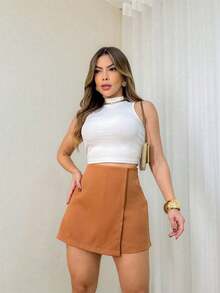 Basics Tailored Skirt Shorts With Invisible Side Zipper Inspired By The Zr Fashion Blogger Brand - Unta - View 4