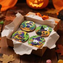 5D 钻石画艺术套装，万圣节南瓜系列杯垫，DIY 钻石马赛克，钻石艺术杯垫，水晶钻石贴纸杯垫带支架 6 件套，理想礼物 - 綠色 - 查看 6