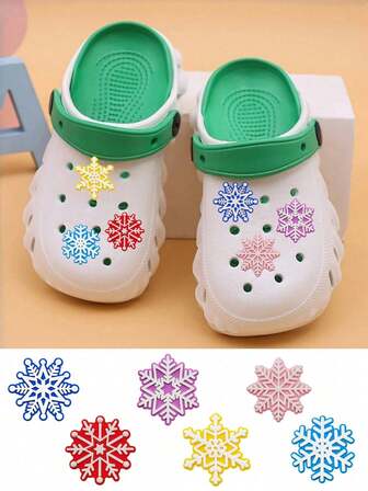 2pcs Christmas Snowflake Shoe Charms Decorations