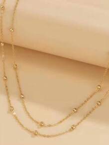 1 pieza Cadena de suéter largo con perlas en capas, adecuado para el uso diario de las mujeres