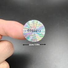 196pcs/392pcs 20x20mm Stickers Unique Sequential Serial Numbering Hologram Tamper Proof Stickers, Self-Adhesive PET, Rotundity,Gloss Finish, English Text, For Halloween And Christmas Packaging Decoration Stickers - Silver 196pcs - View 3