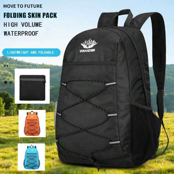 A Waterproof Folding Skin Bag Lightweight Large Capacity Outdoor Travel Backpack, Unisex Foldable Storage, Suitable For Mountaineering, Hiking, Camping Use