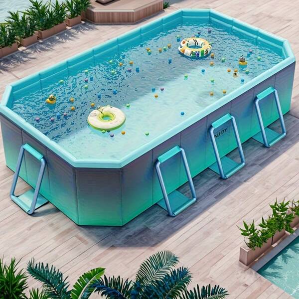 1pc 5.25ft Foldable Swimming Pool, PVC Frame Solid Non-Inflatable Quick-Open Easy Installation Home Use Suitable For Yard Party Outdoor Activities Swimming Pool, Yard Water Play, No Inflation Needed, Family Gathering, Summer Fun Essential, Leisure Outdoor Swimming, Easter, April Fool's Day