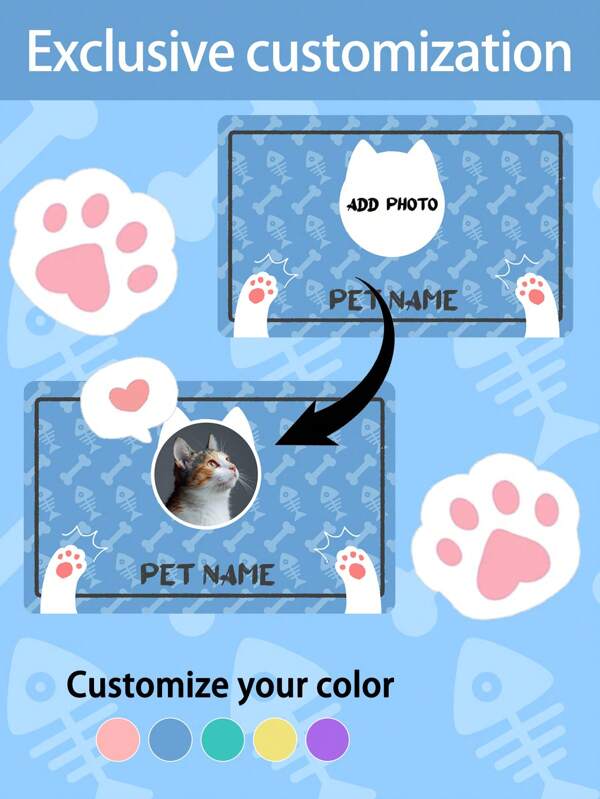 1 pieza Almohadilla de alimentación personalizada para mascotas - Impresión de foto y nombre, suave, antideslizante de lodo de diatomeas, absorbente de agua, de secado rápido, impermeable, fácil de limpiar - Un producto para mascotas diseñado especialmente para perros y gatos