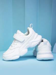 Boys' Shoes Children's Casual Shoes 2025 Autumn Leather Buckle Sneakers Girls' Comfortable Running Shoes Breathable Sports Shoes - 白色 - 查看 1