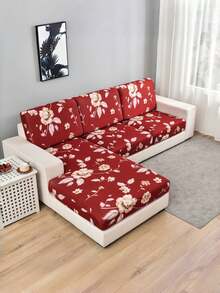 1 pièce Housse de coussin de siège de canapé décorative antidérapante en tissu de soie de lait, imprimés floraux et géométriques, convient pour les animaux de compagnie, toutes saisons