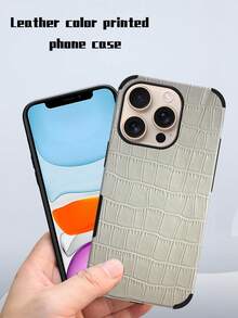 1 件黑色鳄鱼皮纹理防震手机壳，带旋转发声设计，兼容 17/16/15/14/13/12/11/XR/7P/8P/XS Max/X/XS、Galaxy