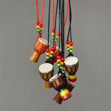 1 Stück handgefertigter Mini-Afrikanischer Trommel-Anhänger, dekorative Mini-Afrikanische Trommel, Afrikanischer Handtrommel-Anhänger Schmuck, Trommel-Anhänger Halskette - Mini-Djembe - Übersicht 6