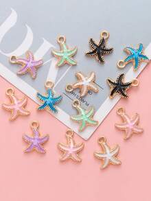 10pcs/Set Mixed Fashion Enamel Starfish Alloy DIY Pendant - White - View 6