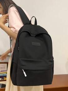 Solid Color High-Capacity High School Students Must Have Ins Style Computer Backpack Back To School Backpack Wide Shoulder Strap Design 15-Inch Computer Layered Storage Bag Neutral Wind Campus Backpack Travel Backpack. Travel Essentials For Holiday Vacation Duffle Bag Luggage Suitcase Travel Bag For Women