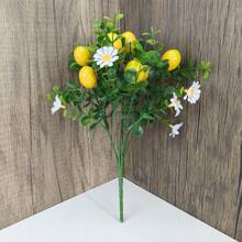 1/4 pièces de branches d'eucalyptus artificielles avec fruits de citron artificiels. Convient pour la décoration de la maison, la décoration de la chambre, la décoration de table, la décoration du salon, la décoration de la pièce, la décoration d'anniversaire, la décoration de mariage, la décoration extérieure, la décoration de fête, la décoration de jardin. Plantes artificielles.