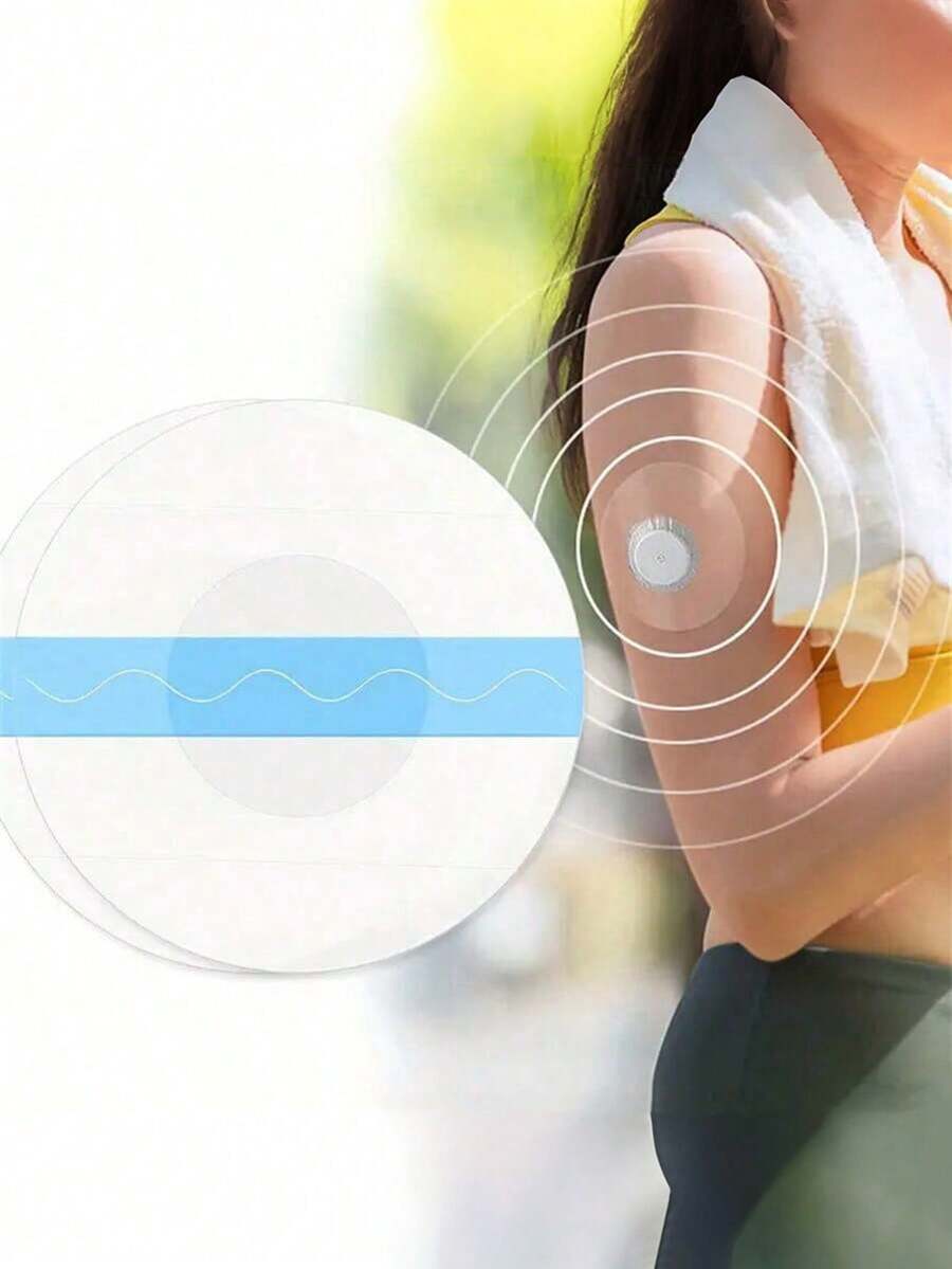 20/50pcs Waterproof Anti-Sweat Sensor Stickers, Non-Slip Adhesive Sensor Fixation Stickers, Invisible Seamless Fixation Stickers, Suitable For Sports & Fitness, Blood Glucose Monitors And Muscle Training - Blue and White - View 1