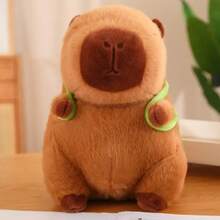 25cm Capybara Plush Toy Simulation Capybara Stuffed Animals Plushie With Turtle Schoolbag For Kids Birthday Christmas Gift Throw Pillow, The Perfect Decoration - The Perfect Gift. The Perfect Choice For Home Room Decoration, Sofa Decoration