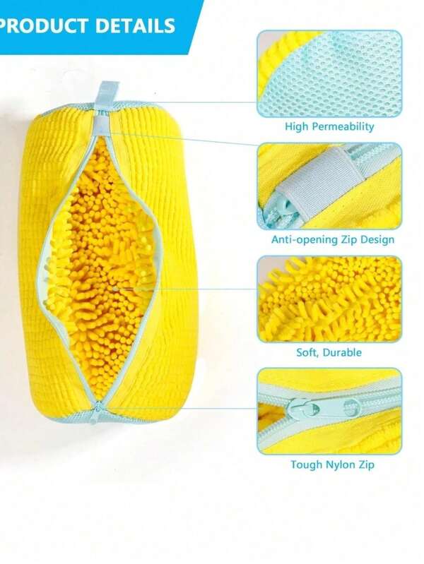 1 pièce Sac machine à laver pour chaussures - Sacs de nettoyage réutilisables pour lave-linge et sèche-linge, sac à chaussures pour machine à laver, sac de lavage pour chaussures, sac à linge pour chaussures avec fermeture éclair durable 360° Nettoyage en profondeur des baskets et tennis, comprend des sacs de lavage en maille et des sacs à linge pour soutien-gorge (Jaune)