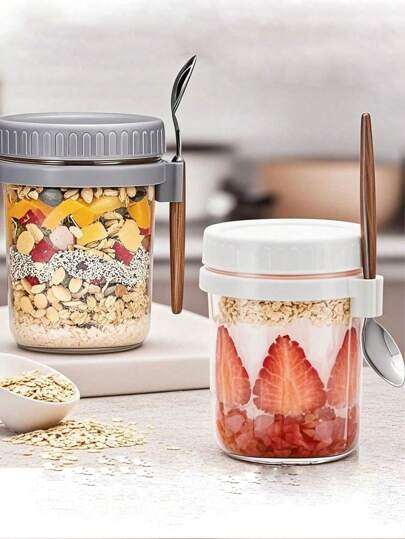 2 Stücke/Set Overnight Oats Glas Becher mit Deckel und Löffel, versiegelter Frühstücks-Glas-Becher, Salat, Joghurt Becher, Salat Becher, tragbarer Becher für Ausflüge, Picknick, Camping. Neuer Glas Wasser Becher mit Löffel und Deckel, Overnight Oats Becher versiegelter Glas Becher tragbarer Salat Becher mit Deckel und Löffel. Overnight Oats Behälter mit Deckeln: Mason Gläser. Mit Deckeln und Löffeln, kleine Mason Gläser für Milch, Getreide, Obst Salat, Joghurt.