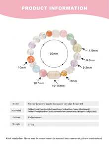 [VE] 1 件高品质 S925 银多巴胺天然石英水晶手链，天然正品护身符水晶，节日馈赠佳品。包含白水晶、粉水晶、紫水晶、红树脂花、白月光石、黄水晶、绿东陵石、橙月光石、黄树脂花和雪花黑曜石。适合自己、闺蜜、女友、朋友、妈妈，以及男女通用。首饰颜色多样。