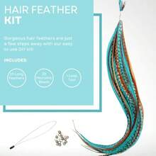 MHair Feathers Extensions Kit Long Real Rooster Feathers For Hair With DIY Microlink Beads And Loop Tool Western Turquoise Blue And Brown Naturals8001 - TurquoiseandNaturals - View 3