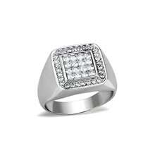 VacationGrabs Cubic Zirconia Mens Ring - Stylish Design - Silver - View 1