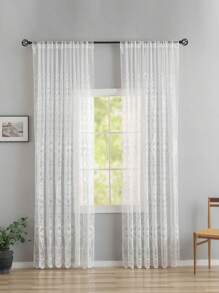1Panel French Romantic White Pearls Embroidered Bedroom Tulle Curtains, Luxury Sheer Tulle Curtains For Living Room Villa Door Window Decor Voile Drapes - White - View 5
