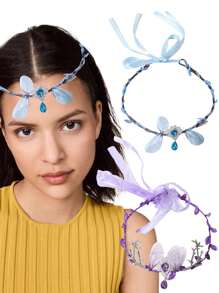 1 pièce Ailes de fée des bois, couronne de feuilles avec strass, accessoire de cheveux unique pour mariée, mariage, fête, cadeau créatif pour anniversaire, Thanksgiving, Halloween. Accessoires pour cheveux, couronnes, tiare, couronne de costume
