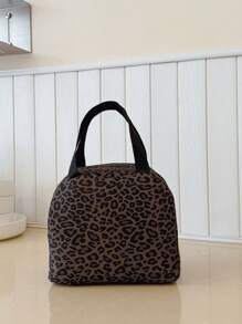 Portable Lunch Bag, Thermal Lunch Box, Bento Bag, Dinner Insulated Bag, Thickened Cute Lunch Fruit Bag For Students, Pink Leopard Print & Floral Lunch Bag, Women Insulated Cooler Bag, Autumn/Winter Fashion Leopard Print Women Wallet - Multicolor - View 6