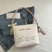 Women Tote Bags - 白色帶掛飾 - 查看 2