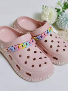 1set 2pcs Pearl Beaded Detachable Shoe Chain Accessories, Pearl Resin Chain For Sandals Or Clogs (Random Quantity Of Pearls)