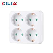 CILIA 1/2 Pcs Surface Schuko Base With 4 Outlets, 250V/16A, White, Portable For Home ,Office And College Use - 歐規F型插(220-240V) - 查看 5