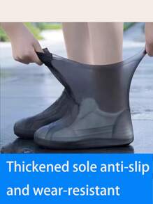 1 Pair Waterproof Latex Anti-Slip Rain Shoe Covers, Thick & Durable Outdoor Rain Boots Covers For Men & Women, Mid-Calf, Portable Insulation, Galentines, Puppy, Carnival, Party Decorations, Spring Summer Picks, Brides Maid Gifts, Room, Bedroom Decor, Bedroom Decor, Beach, Travel, For Men, For Women, Vacation - Multicolor - View 15