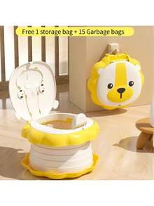 1 件可爱卡通便携式婴儿马桶 - 可折叠旅行便盆，防溅快开 ABS 马桶，免费垃圾袋，适合家庭、酒店和旅行