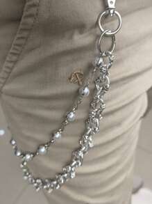 Retro Pearl Skull Pants Chain Fashionable Men And Women One's Waist Luxury Accessories Multifunctional Pearl Chain For Bag Two Types Of Pearls Are Randomly Sent With The Same Length.