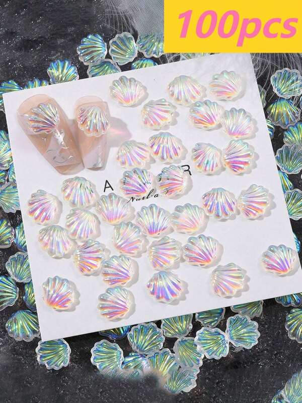 5/10/20/20/30/50/100PCS 3d Shells Shaped Nail Art Jewelry, Silver Color Nail Charm Rhinestones,Diy Nail Decoration Supplies Nail Charms Nail Gems Flat Bottom Shiny Nail Stickers Marine Animal Rhinestone Decorations Suitable For Women's Casual Nail Salon European Style Japanese And Korean Style Universal Nail Decorations For All Seasons