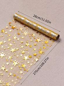 1 pezzo Runner da tavolo con stampa stelle in lamina d'oro, 28 cm x 274 cm, in tessuto di poliestere metallizzato, adatto per vacanze, primavera, tovaglia da matrimonio, decorazione matrimonio, decorazione casa, decorazione stanza, regalo per feste, decorazione per compleanni di nozze, addio al nubilato, decorazioni natalizie per la casa, regali di Natale, decorazioni natalizie