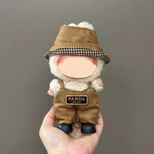 [Clothes Only] 1st/2nd/3rd Generation 17cm Labobo Doll Outfit - Casual Cool Logo Overalls, Bucket Hat Set For Labubu - Multicolor - View 10