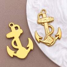 2 件不锈钢航海锚饰物金色灯塔帆船吊坠航海吊坠适用于 DIY 钥匙扣手链项链耳环制作