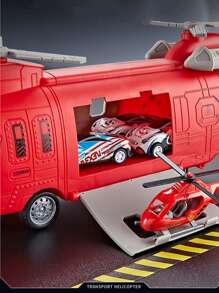 1 套玩具车辆，包括飞机模型、运输直升机、可折叠便携式消防车救援飞机玩具（含 3 辆迷你汽车和 1 架飞机），节日玩具礼物 - 彩色 - 查看 8